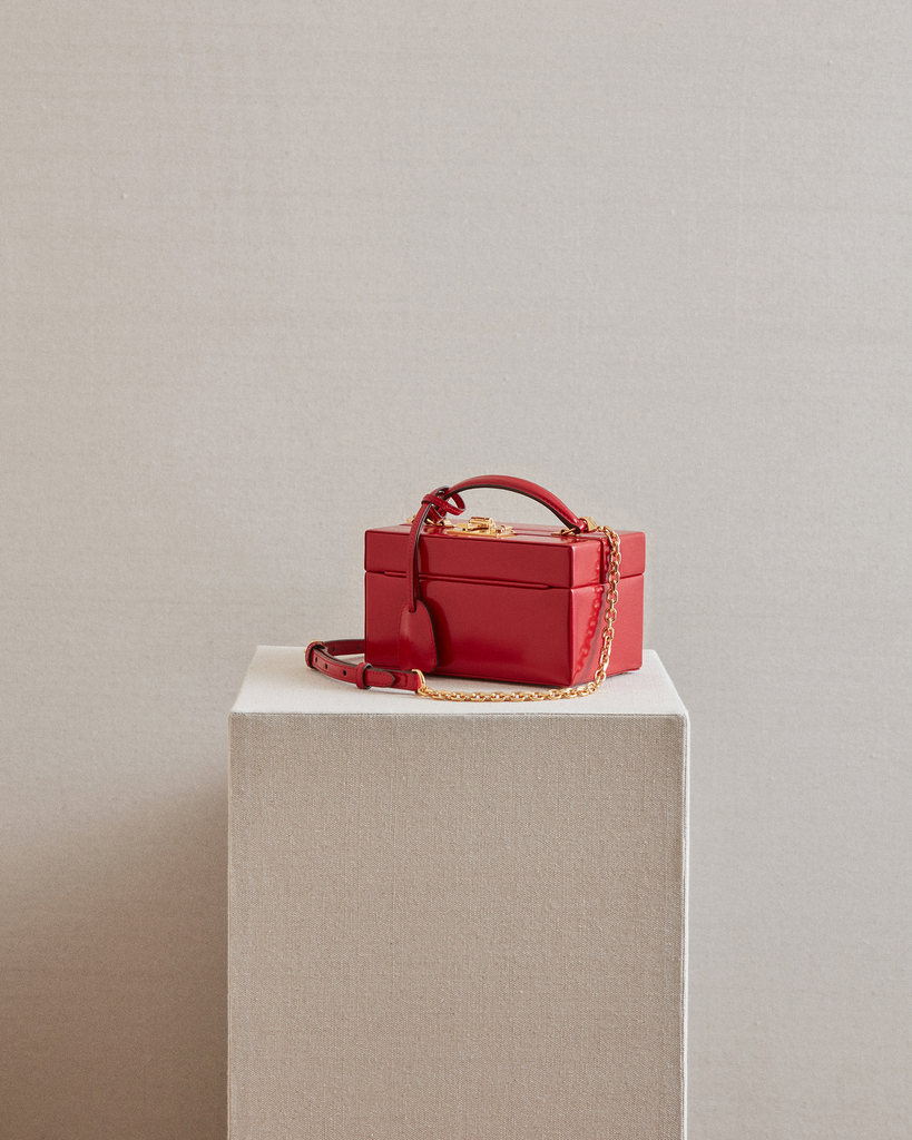 Mark Cross Small Velvet Grace Box Bag in Red